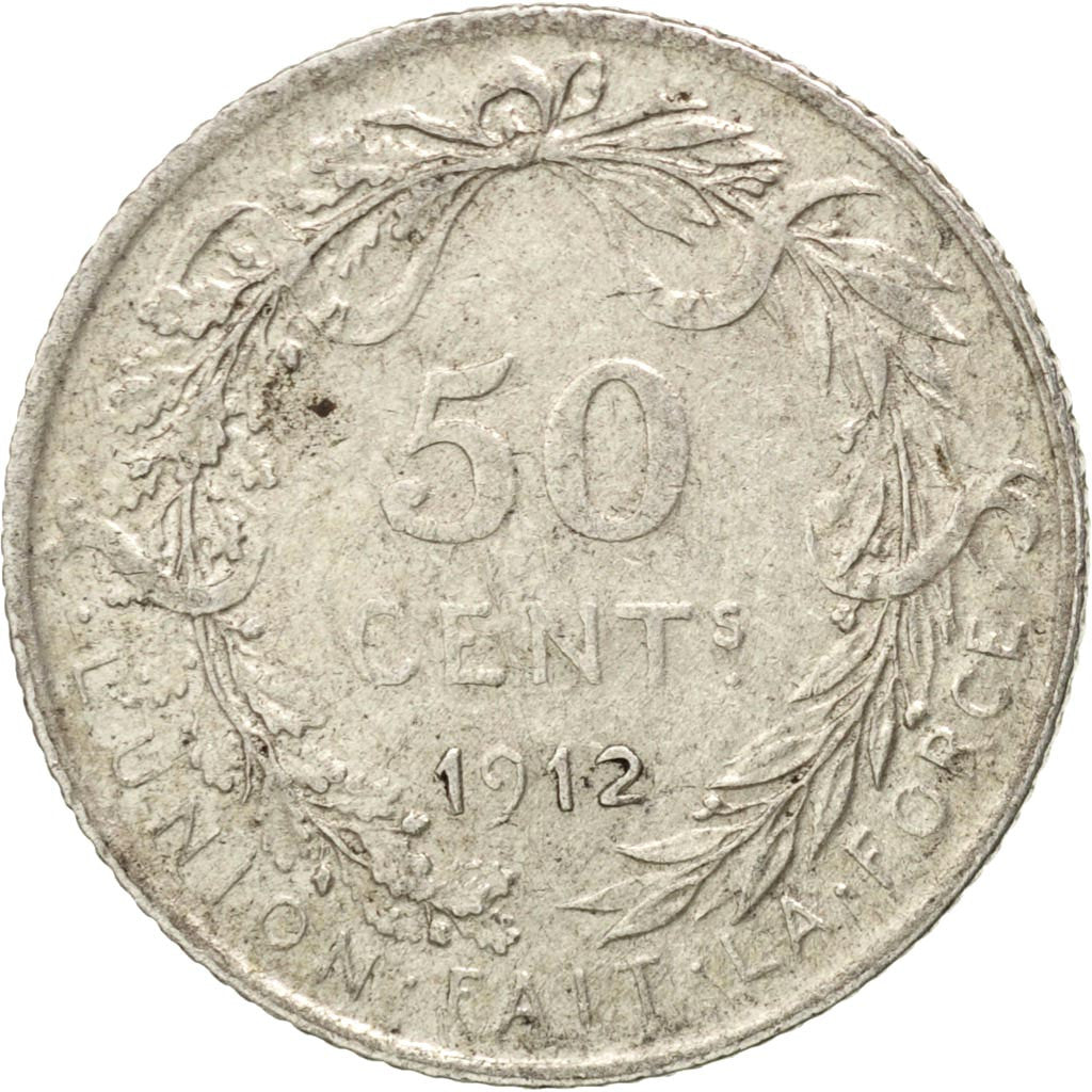 Belgio, 50 Centimes, 1912, BB, Argento, KM:70