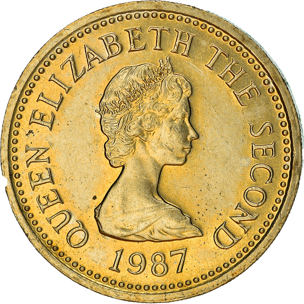 Coin, Jersey, Elizabeth II, Pound, 1987, AU(55-58), Nickel-brass, KM:71