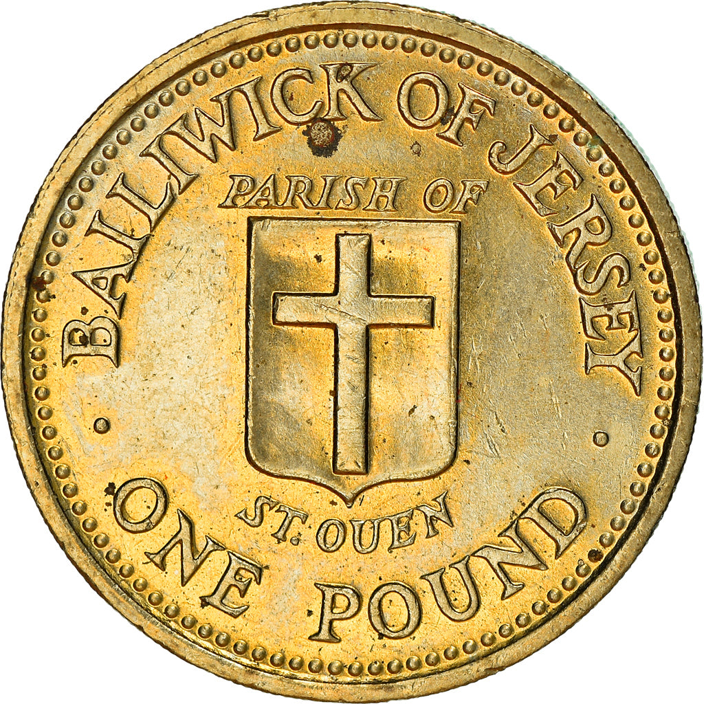 Coin, Jersey, Elizabeth II, Pound, 1987, AU(55-58), Nickel-brass, KM:71