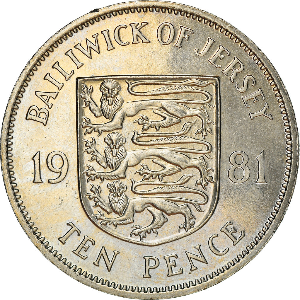Coin, Jersey, Elizabeth II, 10 Pence, 1981, EF(40-45), Copper-nickel, KM:49