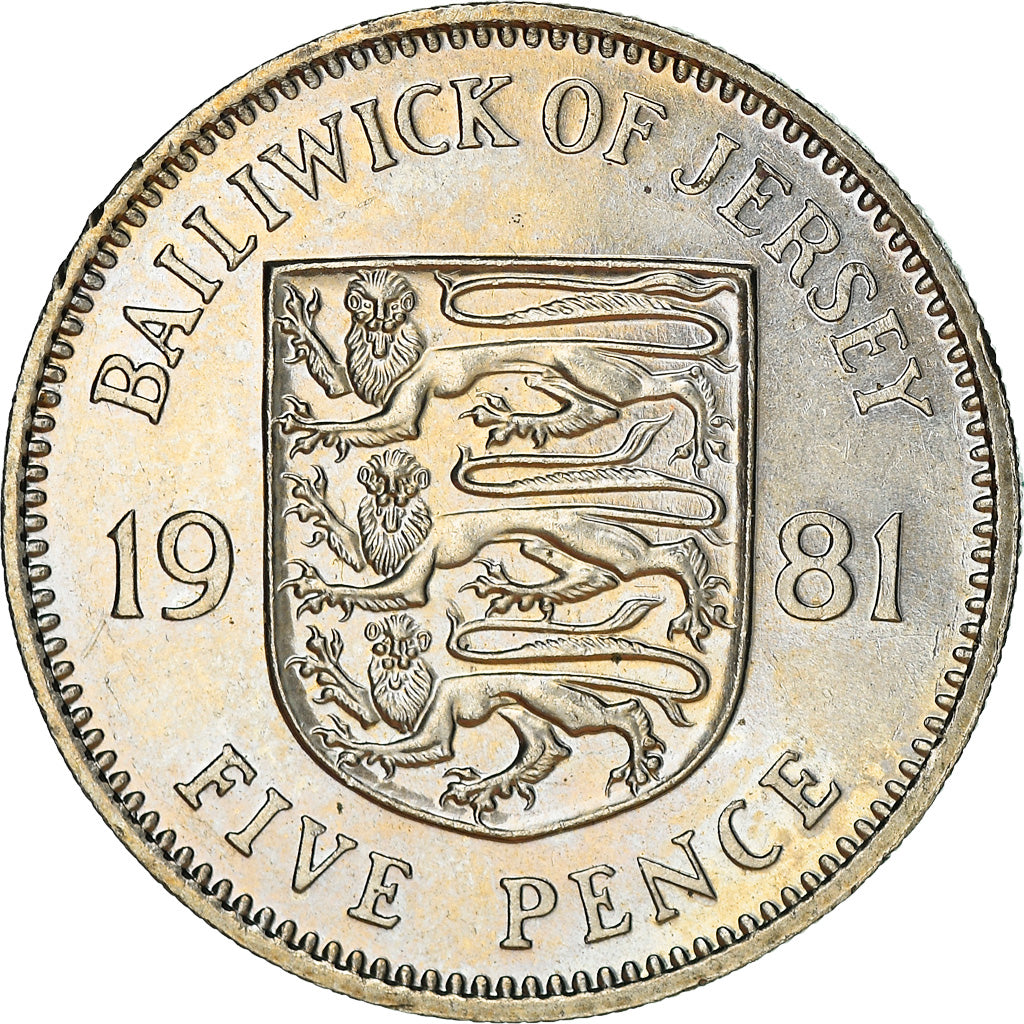 Coin, Jersey, Elizabeth II, 5 Pence, 1981, EF(40-45), Copper-nickel, KM:48