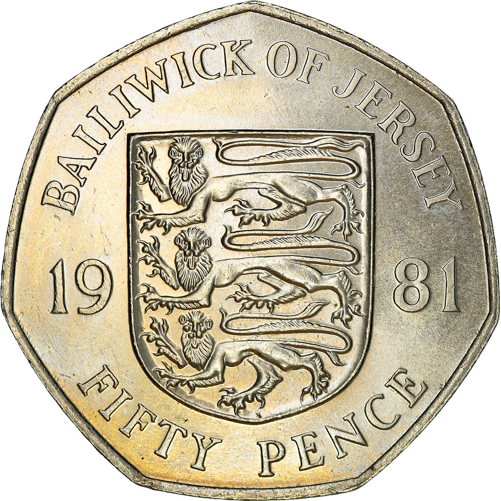 Coin, Jersey, Elizabeth II, 50 Pence, 1981, EF(40-45), Copper-nickel, KM:50
