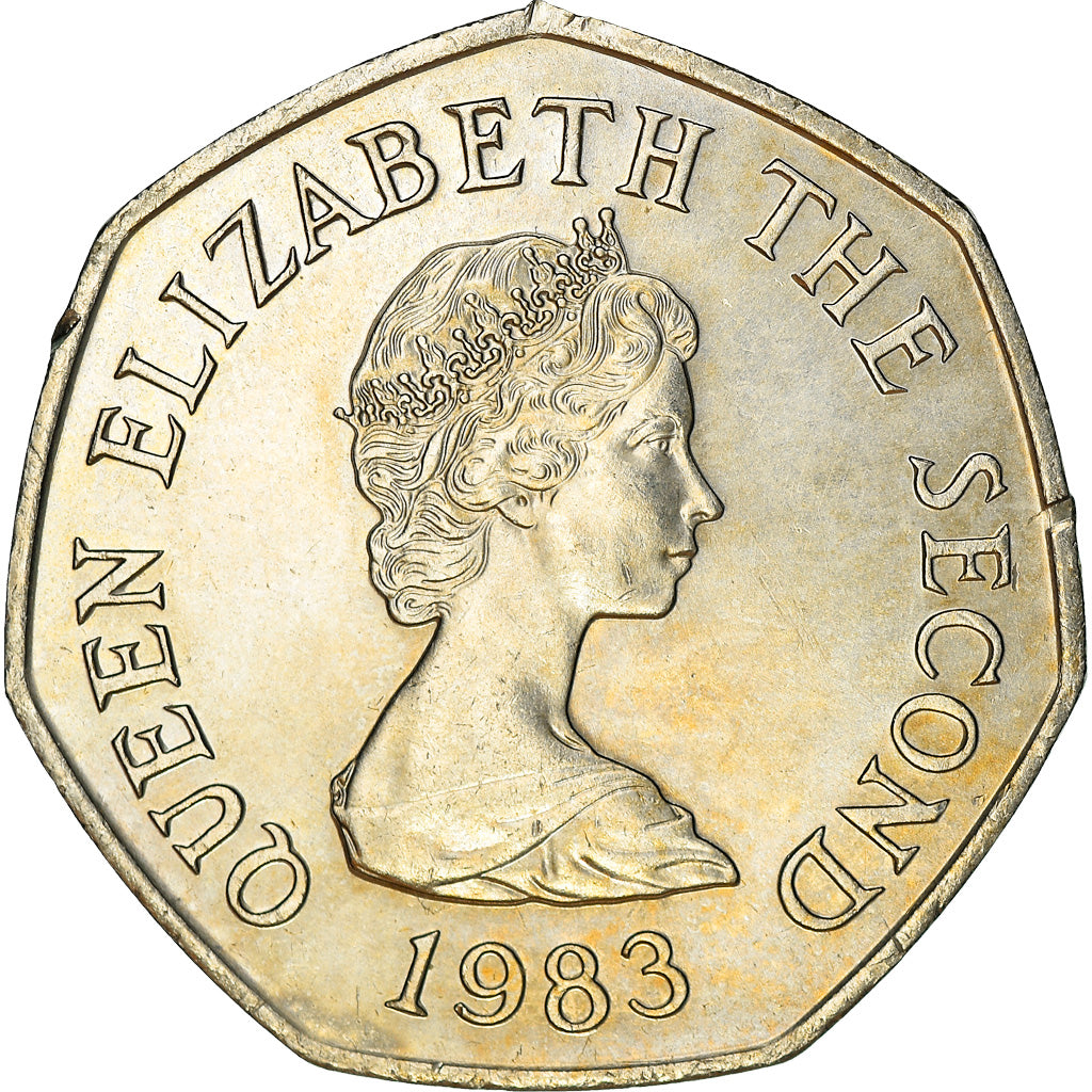 Coin, Jersey, Elizabeth II, 50 Pence, 1983, EF(40-45), Copper-nickel, KM:58.1