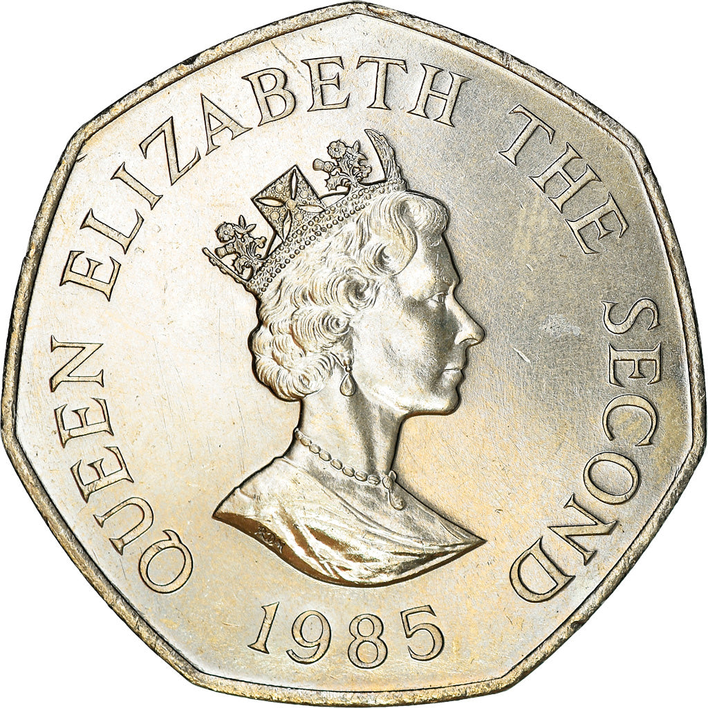 Coin, Jersey, Elizabeth II, 50 Pence, 1985, EF(40-45), Copper-nickel, KM:63