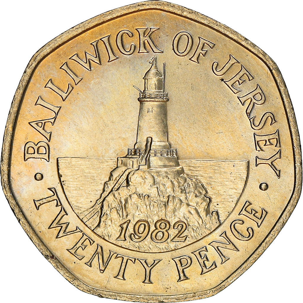 Coin, Jersey, Elizabeth II, 20 Pence, 1982, EF(40-45), Copper-nickel, KM:53