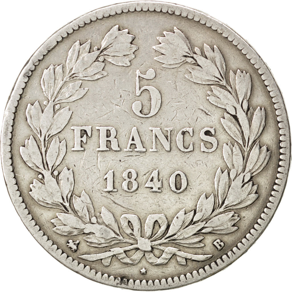 Francia, Louis-Philippe, 5 Francs, 1840, Rouen, MB, Argento, KM:749.2, Gadour...