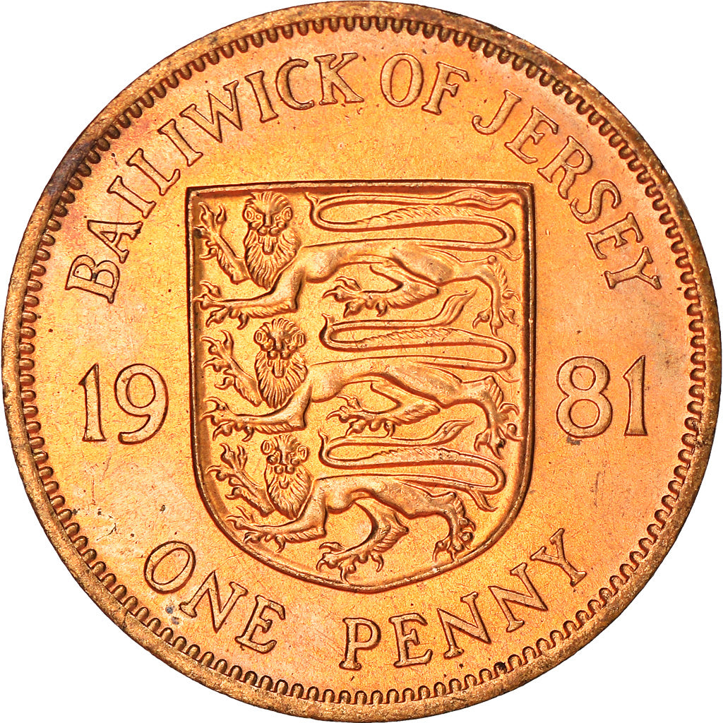 Coin, Jersey, Elizabeth II, Penny, 1981, AU(55-58), Bronze, KM:46