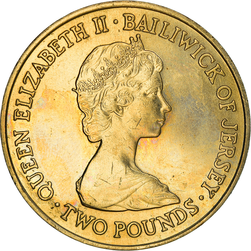Coin, Jersey, Elizabeth II, 2 Pounds, 1981, EF(40-45), Copper-nickel, KM:52