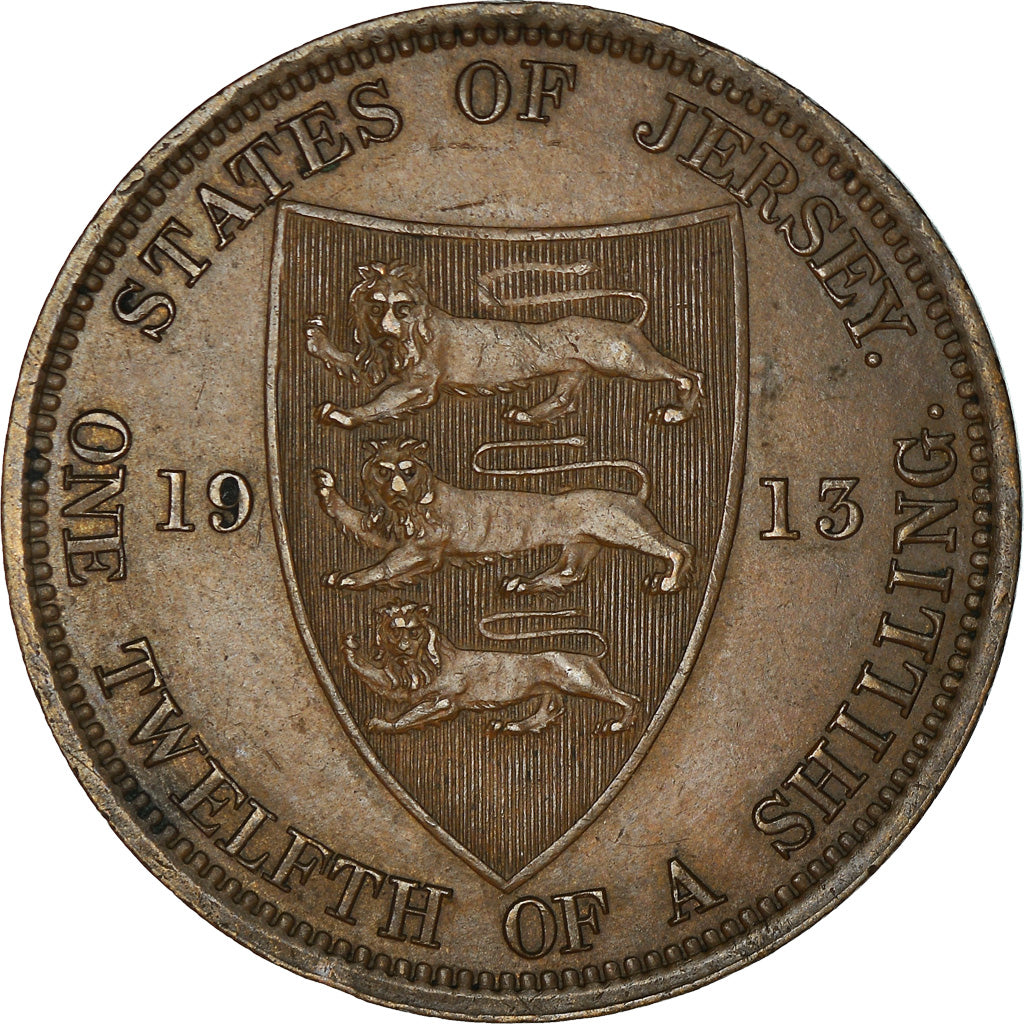 Coin, Jersey, George V, 1/12 Shilling, 1913, EF(40-45), Bronze, KM:12