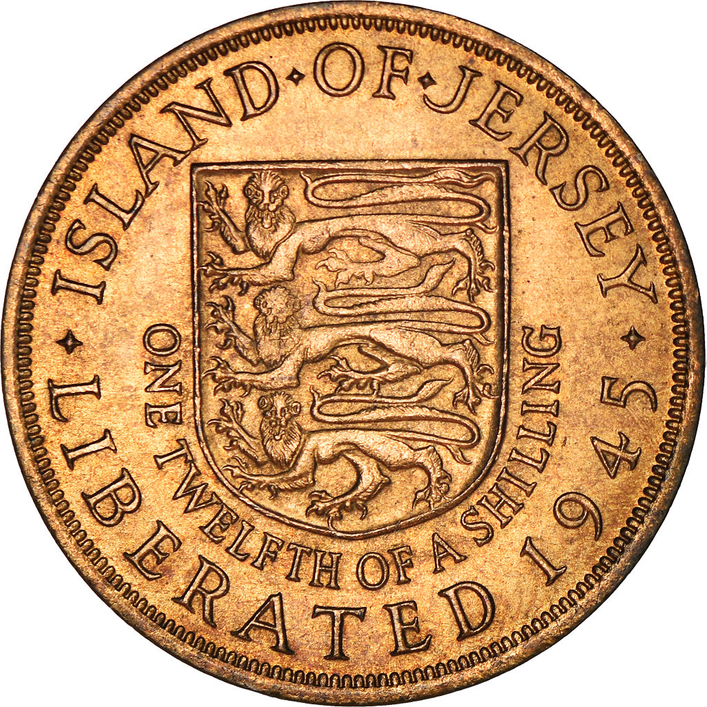 Coin, Jersey, George VI, 1/12 Shilling, 1945, AU(55-58), Bronze, KM:19