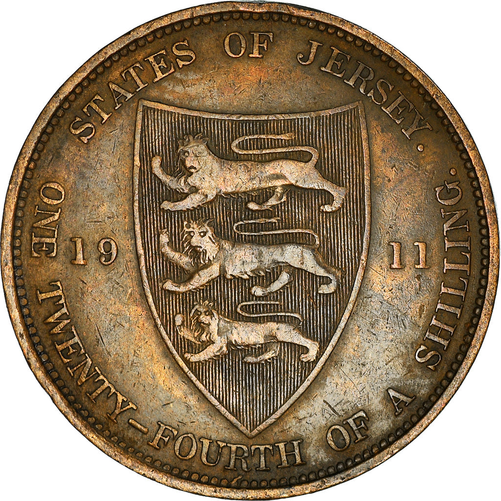 Monnaie, Jersey, George V, 1/24 Shilling, 1911, TB+, Bronze, KM:11