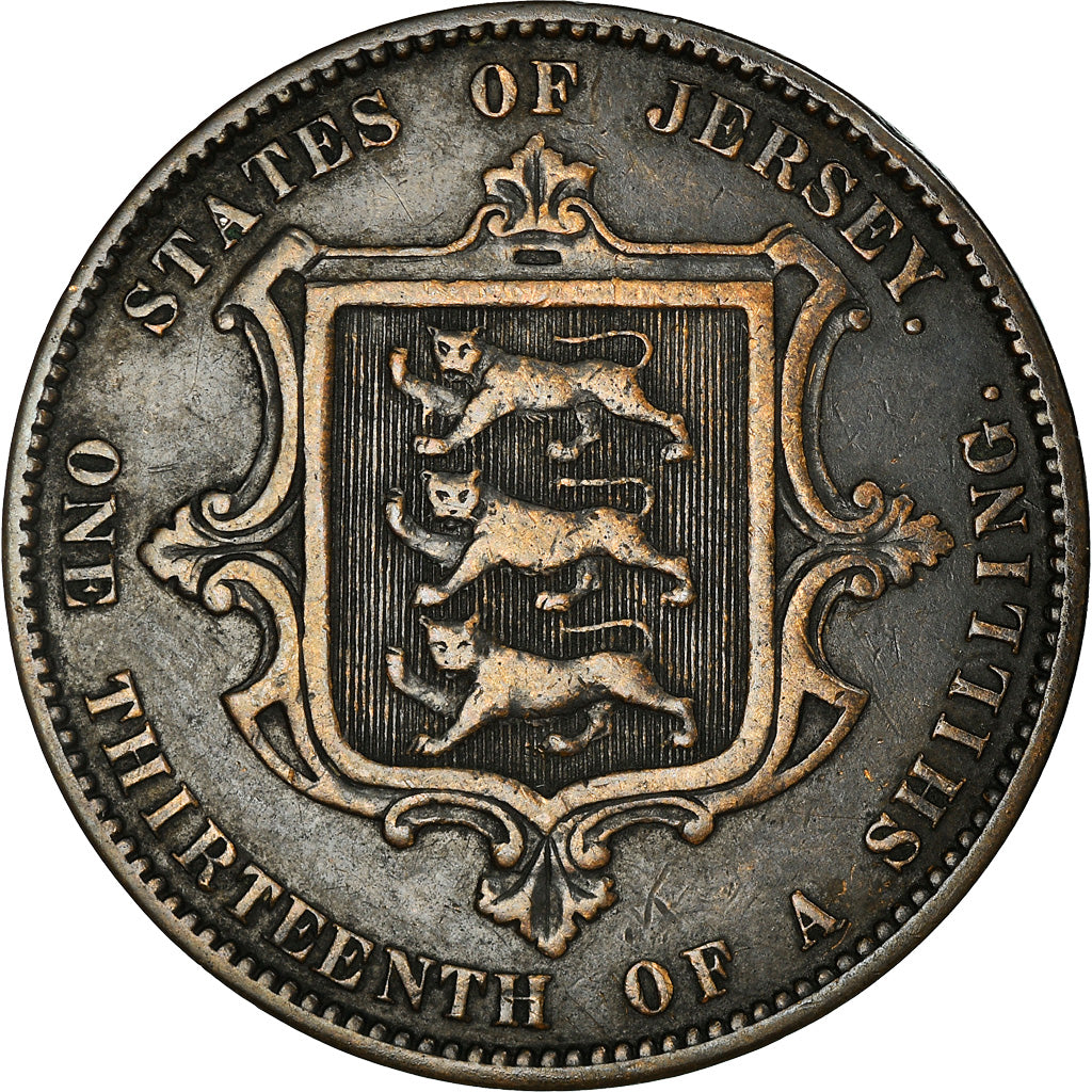 Moneta, Jersey, Victoria, 1/13 Shilling, 1866, MB+, Bronzo, KM:5