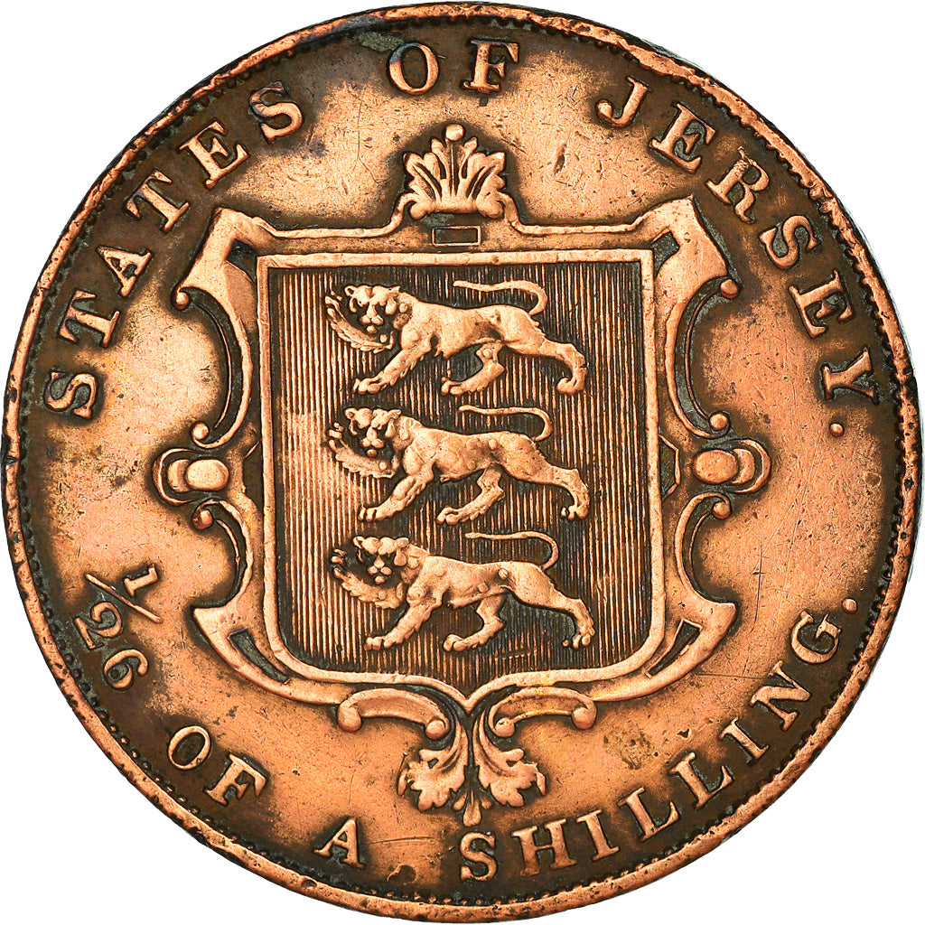 Coin, Jersey, Victoria, 1/26 Shilling, 1858, VF(30-35), Copper, KM:2