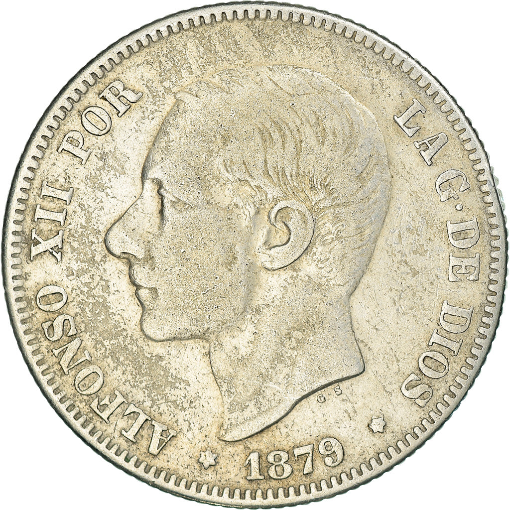 Moneda, España, Alfonso XII, 2 Pesetas, 1879, Madrid, MBC, Plata, KM:678.1