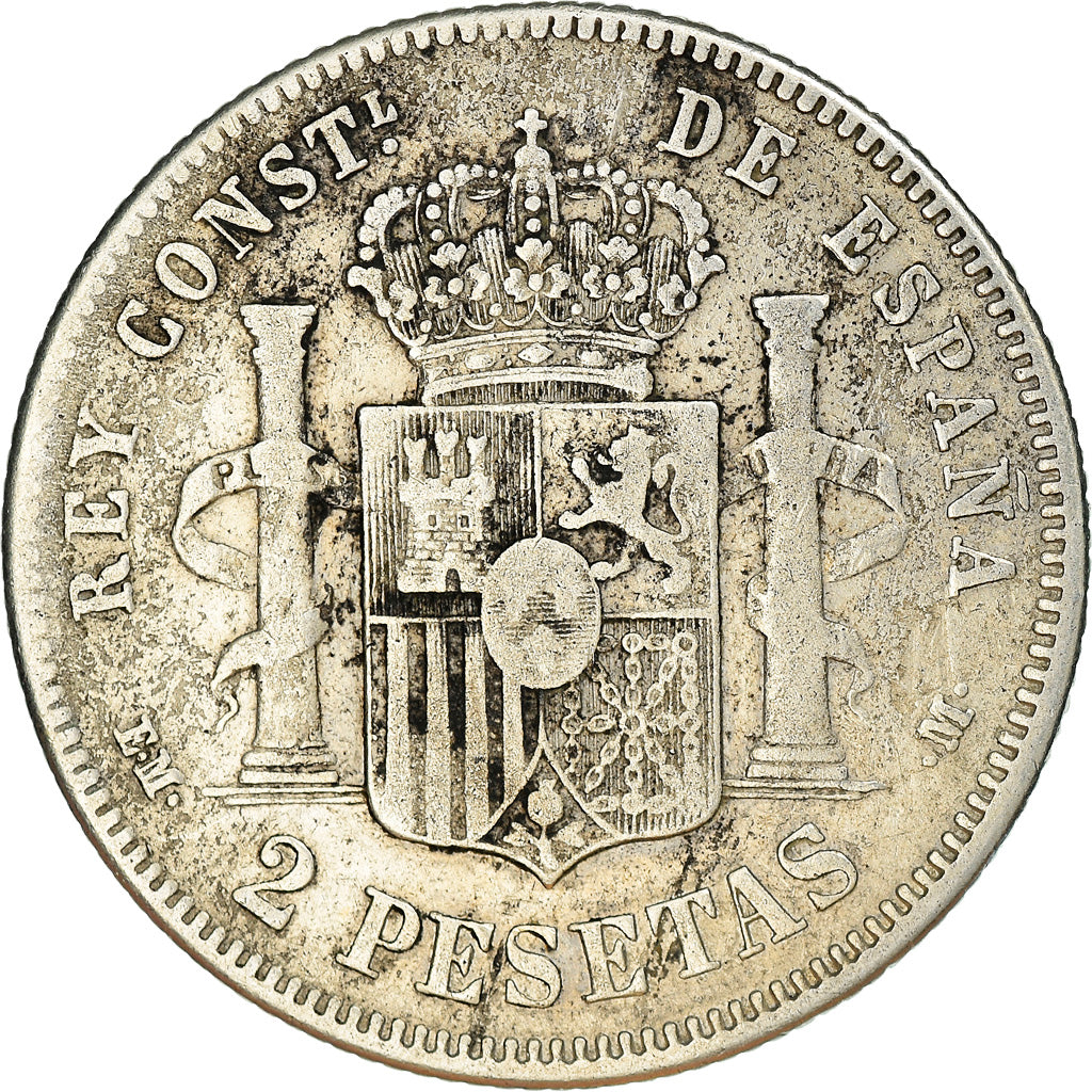 Moneda, España, Alfonso XII, 2 Pesetas, 1879, Madrid, MBC, Plata, KM:678.1
