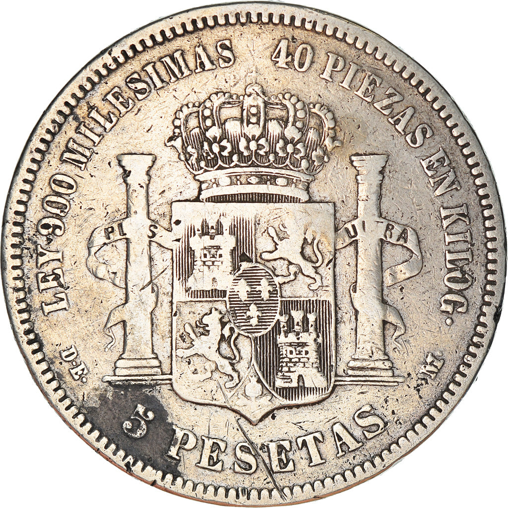 Coin, Spain, Alfonso XII, 5 Pesetas, 1875, Madrid, EF(40-45), Silver, KM:671