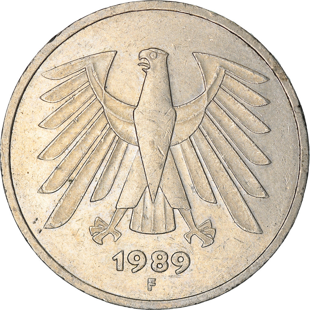 Coin, GERMANY - FEDERAL REPUBLIC, 5 Mark, 1989, Stuttgart, EF(40-45)