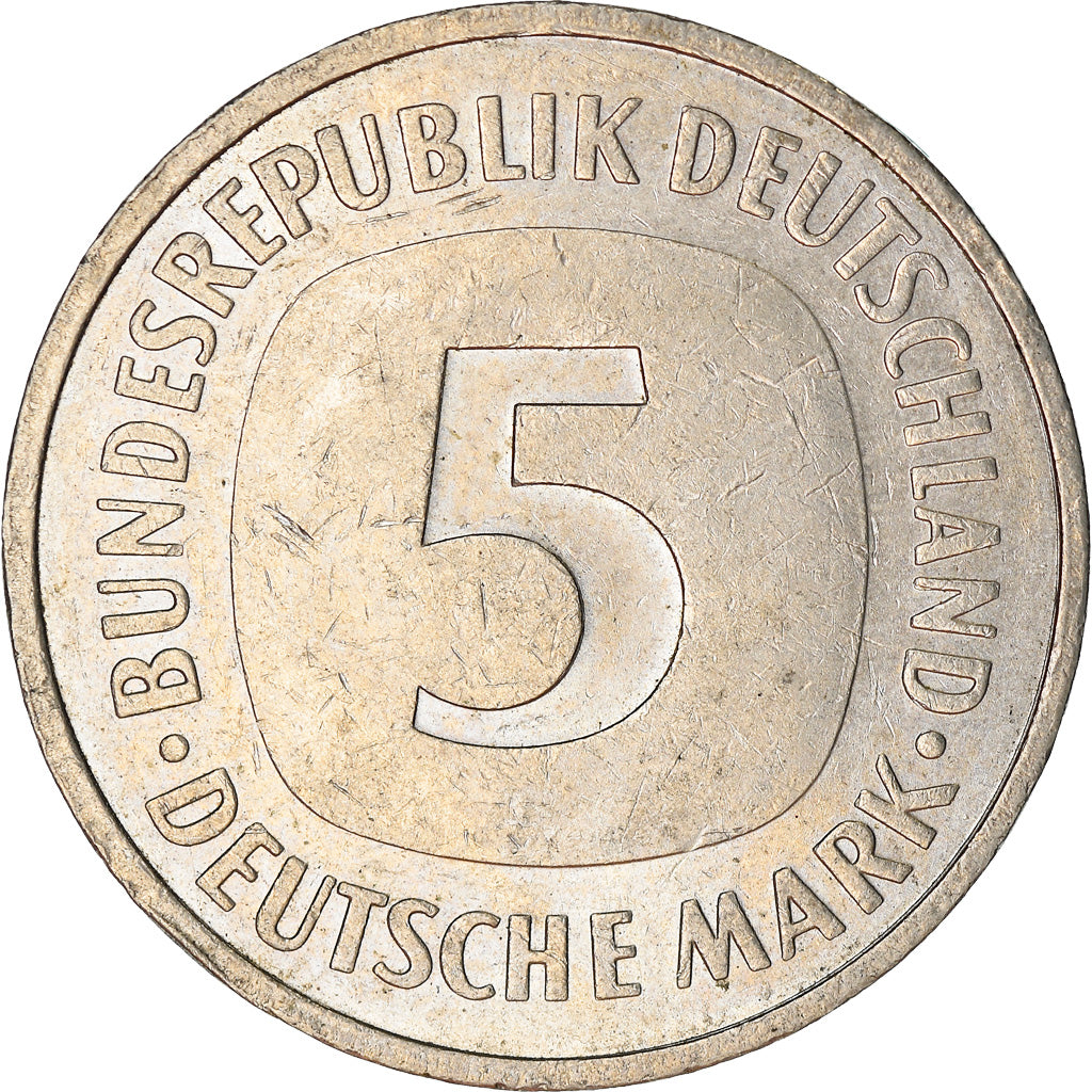 Coin, GERMANY - FEDERAL REPUBLIC, 5 Mark, 1989, Stuttgart, EF(40-45)
