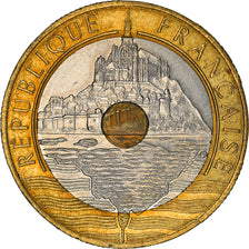 Coin, France, Mont Saint Michel, 20 Francs, 1992, Paris, EF(40-45)