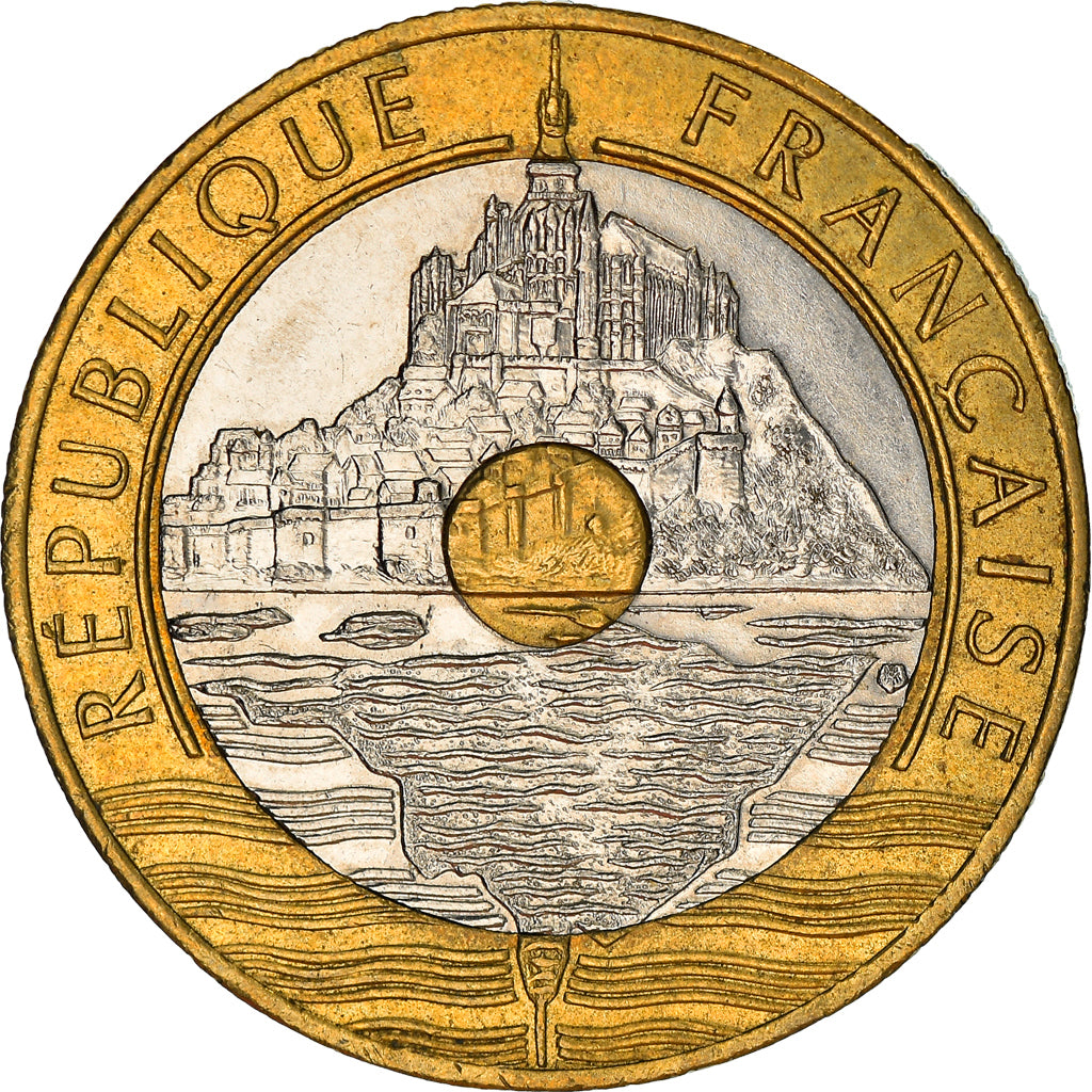 Coin, France, Mont Saint Michel, 20 Francs, 1992, Paris, EF(40-45)