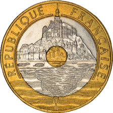 Coin, France, Mont Saint Michel, 20 Francs, 1992, Paris, EF(40-45)