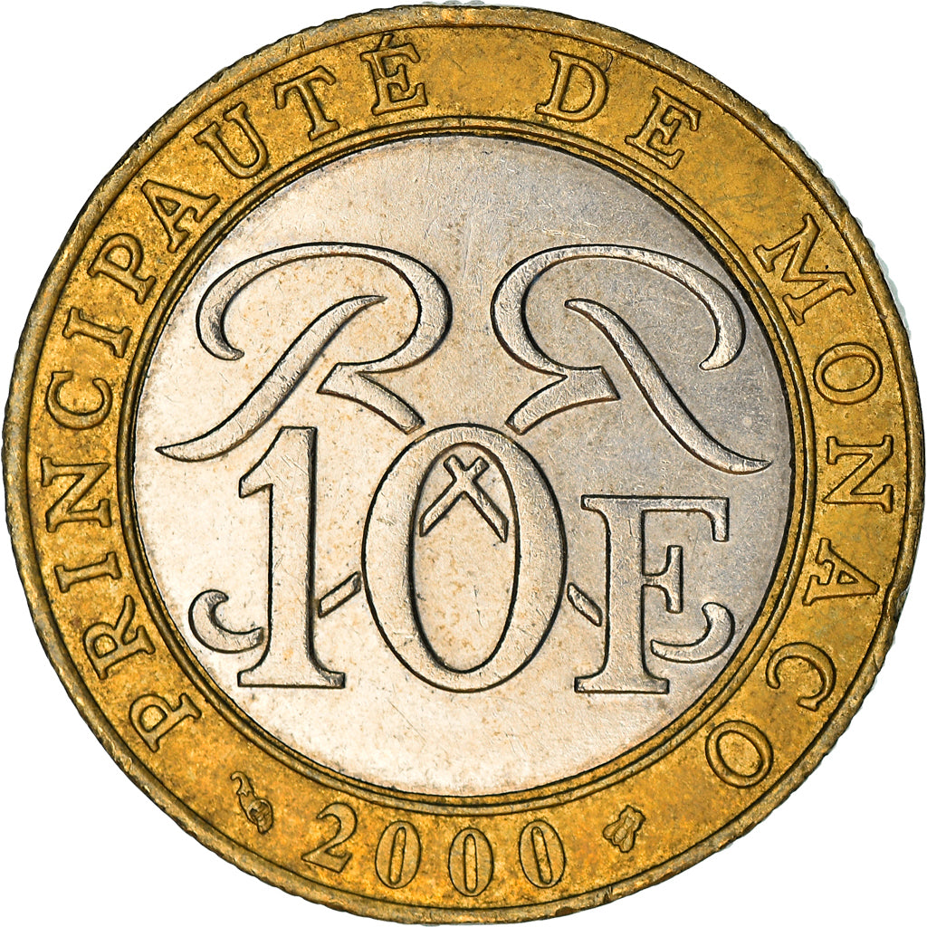 Monnaie, Monaco, Rainier III, 10 Francs, 2000, TTB, Bi-Metallic, Gadoury:MC160