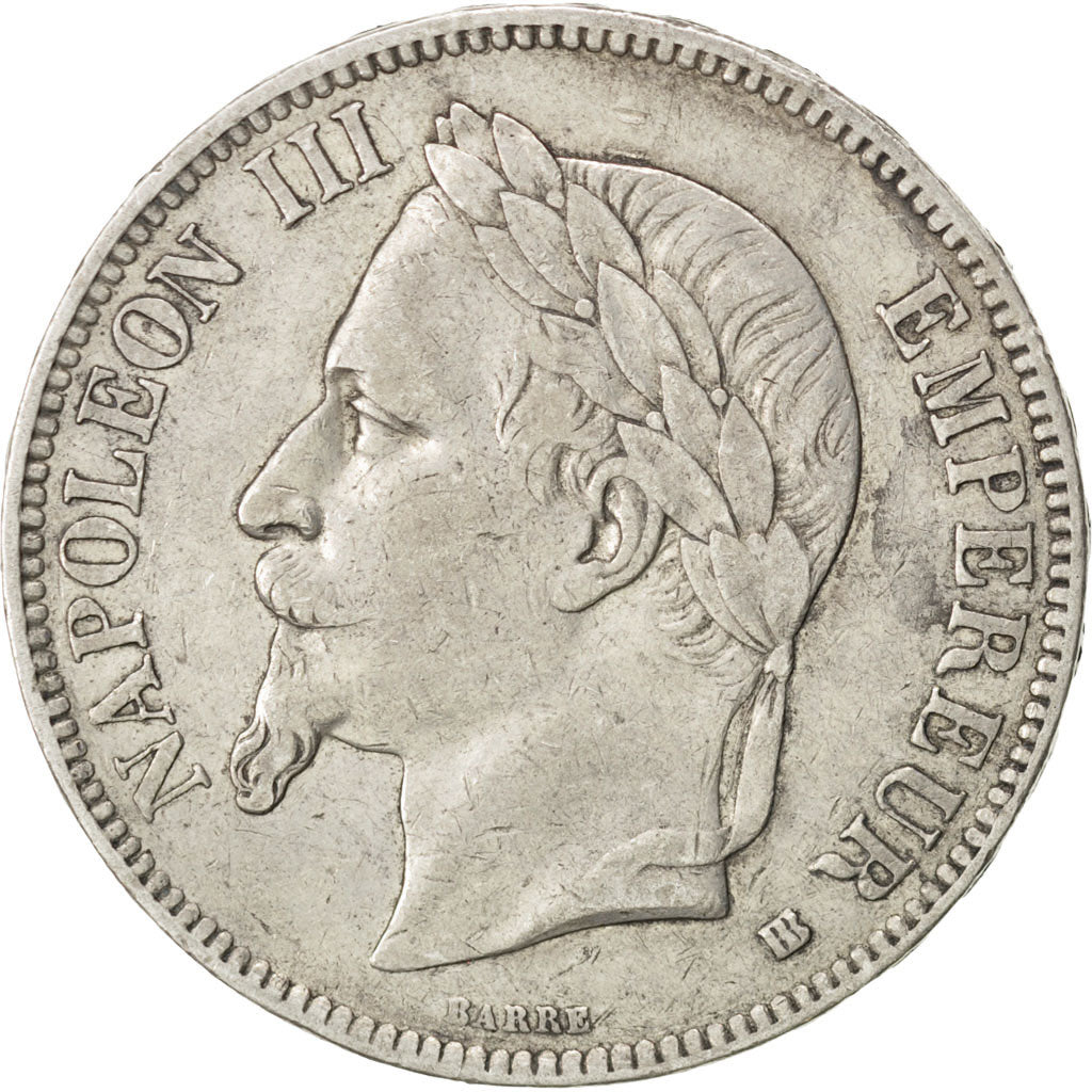 FRANCE, Napoléon III, 5 Francs, 1867, Strasbourg, KM #799.2, VF(30-35), Silver,