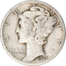 Moneta, Stati Uniti, Mercury Dime, Dime, 1936, U.S. Mint, Philadelphia, MB+