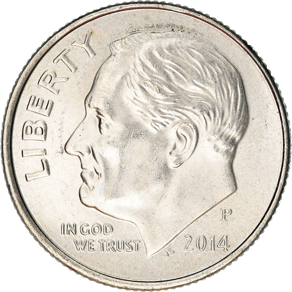 Munten, Verenigde Staten, Dime, 2014, Philadelphia, ZF, Copper-Nickel Clad