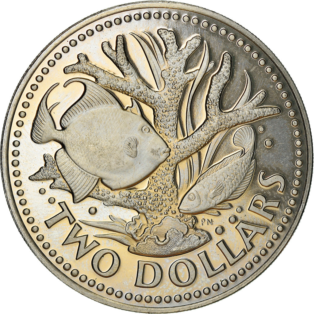 Coin, Barbados, 2 Dollars, 1976, Franklin Mint, MS(60-62), Copper-nickel, KM:24