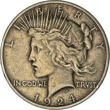Coin, United States, Peace Dollar, Dollar, 1924, U.S. Mint, Philadelphia