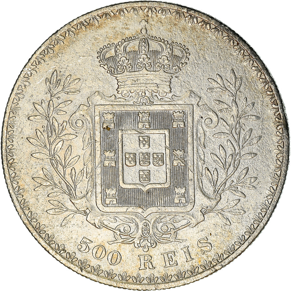 Moeda, Portugal, Carlos I, 500 Reis, 1896, EF(40-45), Prata, KM:535