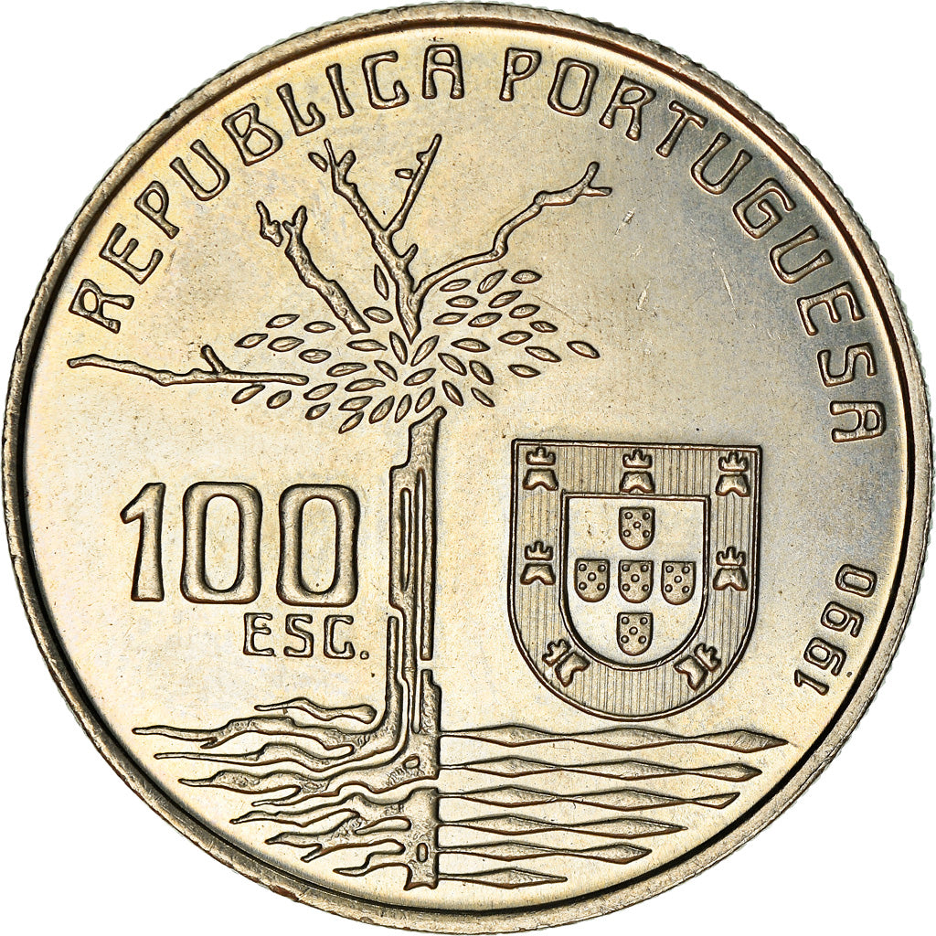 Coin, Portugal, 100 Escudos, 1990, EF(40-45), Copper-nickel, KM:656