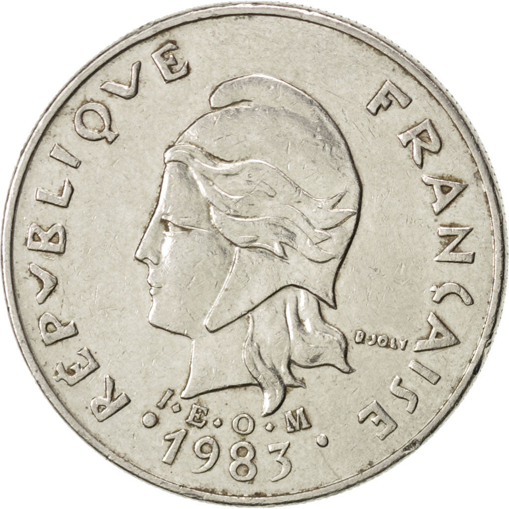 FRENCH POLYNESIA, 20 Francs, 1983, Paris, KM #9, AU(50-53), Nickel, 28.3,...