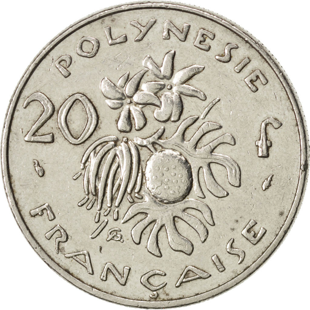 FRENCH POLYNESIA, 20 Francs, 1983, Paris, KM #9, AU(50-53), Nickel, 28.3,...