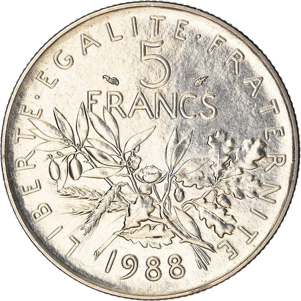 Coin, France, Semeuse, 5 Francs, 1988, Paris, AU(55-58), Nickel Clad