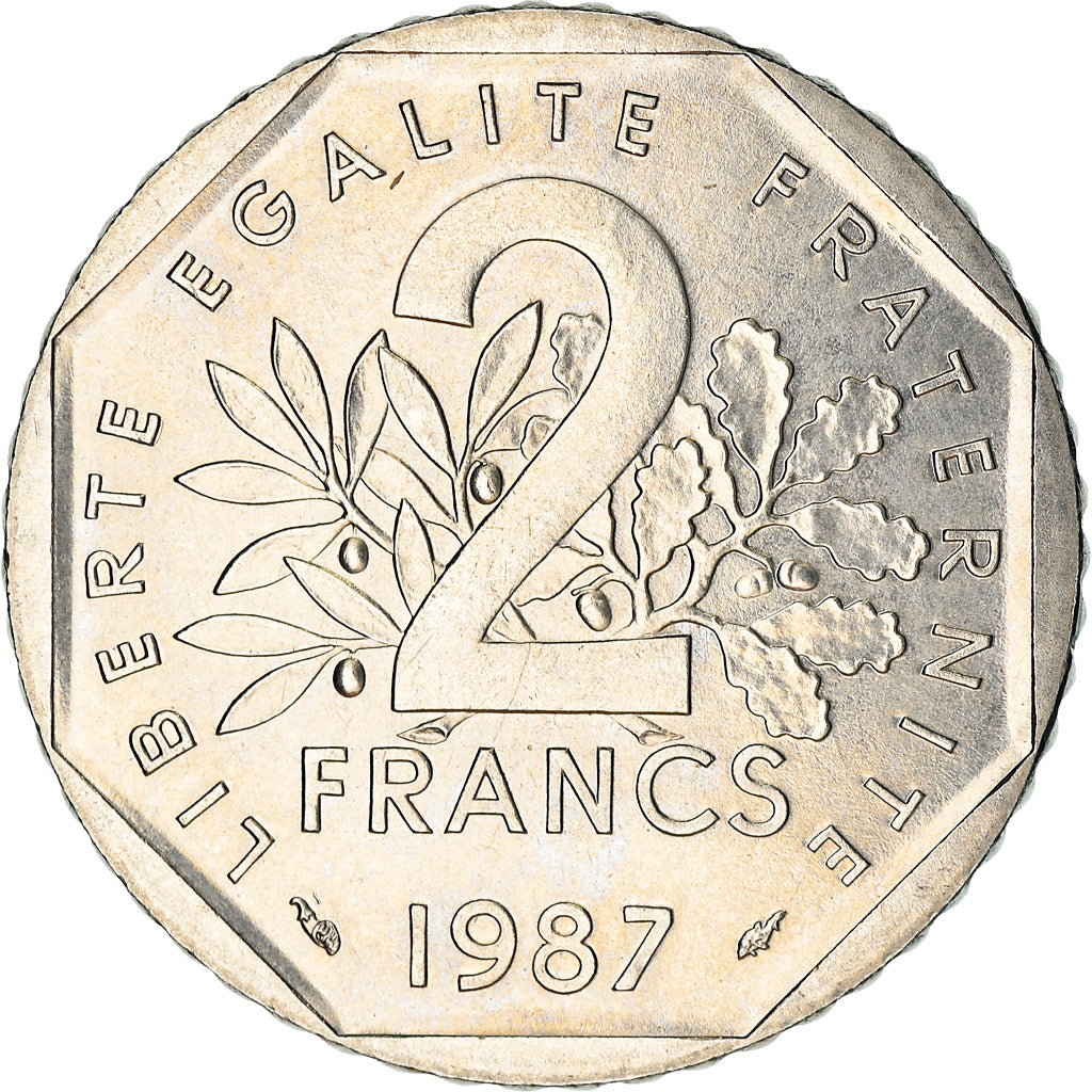 Coin, France, Semeuse, 2 Francs, 1987, Paris, AU(55-58), Nickel, KM:942.1