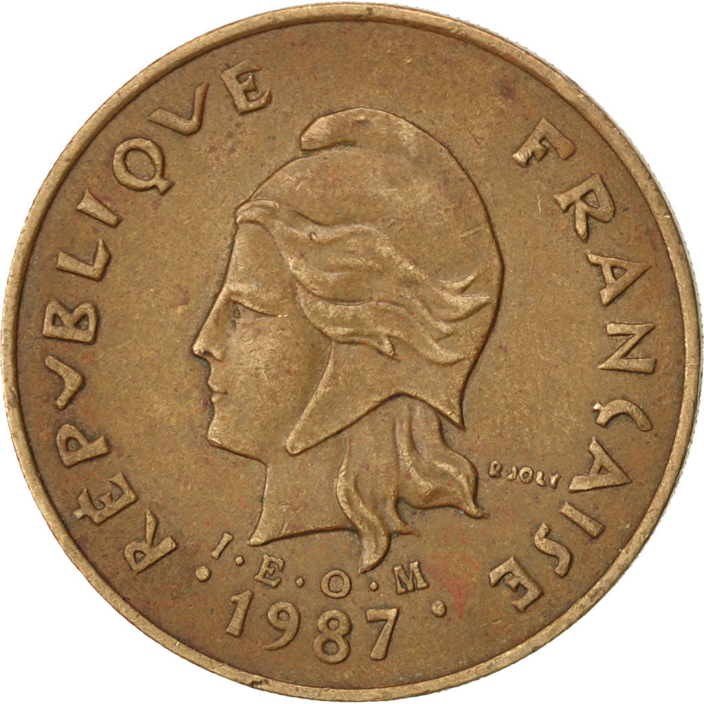 FRENCH POLYNESIA, 100 Francs, 1987, Paris, KM #14, AU(50-53), Nickel-Bronze,...