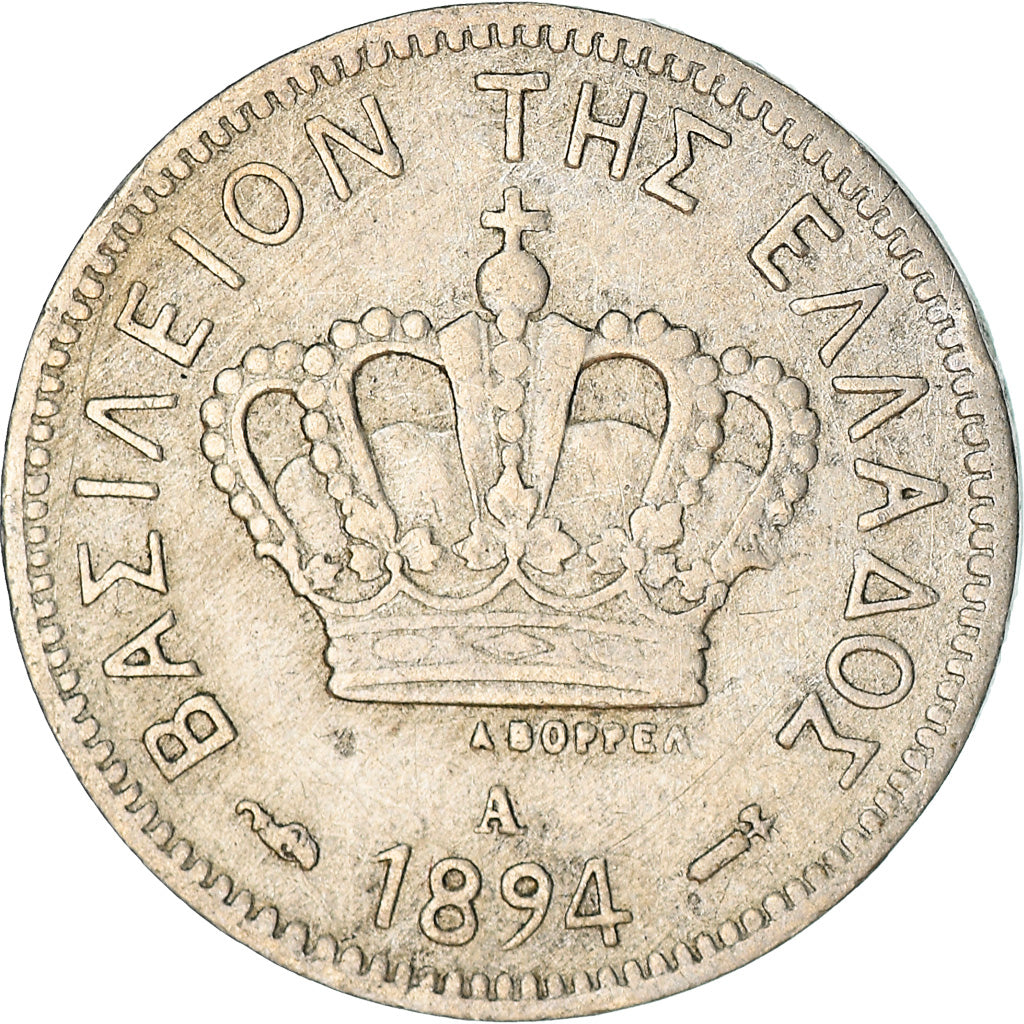 Coin, Greece, George I, 5 Lepta, 1894, Paris, EF(40-45), Copper-nickel, KM:58