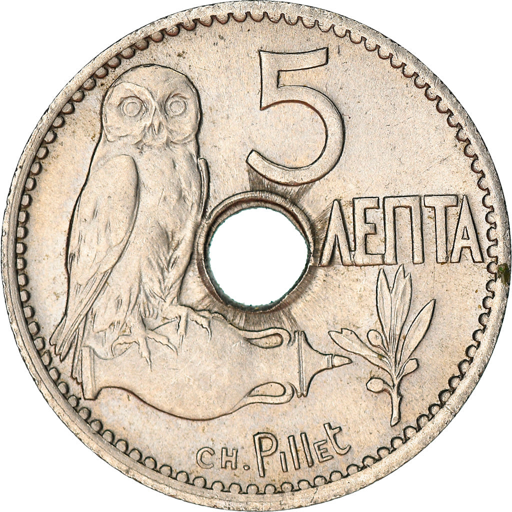 Coin, Greece, George I, 5 Lepta, 1912, EF(40-45), Nickel, KM:62