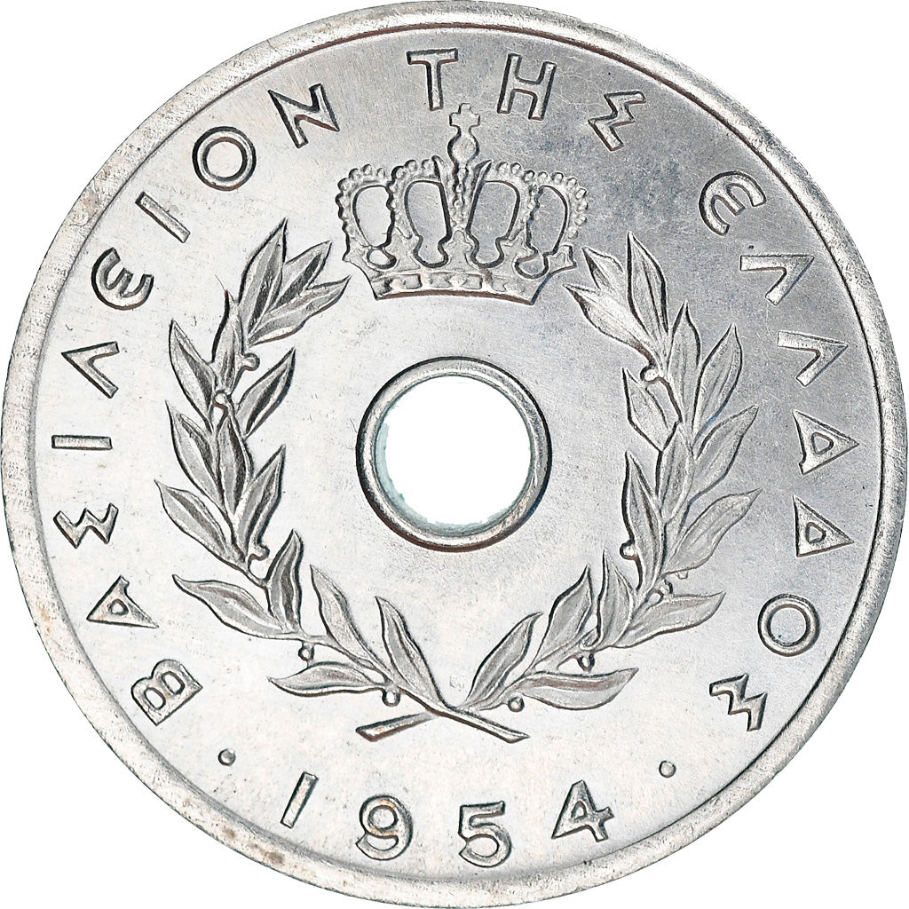 Moeda, Grécia, 5 Lepta, 1954, AU(55-58), Alumínio, KM:77