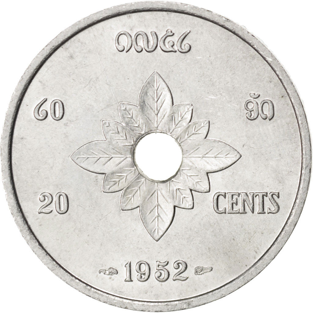 LAO, 20 Cents, 1952, Paris, KM #5, MS(63), Aluminum, 27, Lecompte #6, 2.21