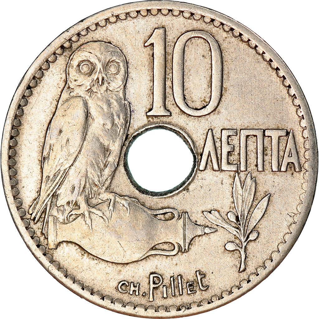 Coin, Greece, George I, 10 Lepta, 1912, EF(40-45), Nickel, KM:63