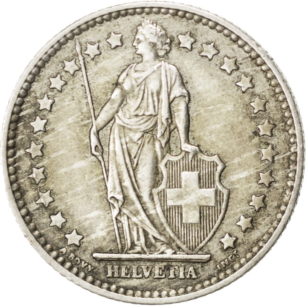 SWITZERLAND, Franc, 1956, Bern, KM #24, AU(50-53), Silver, 23.2, 4.97
