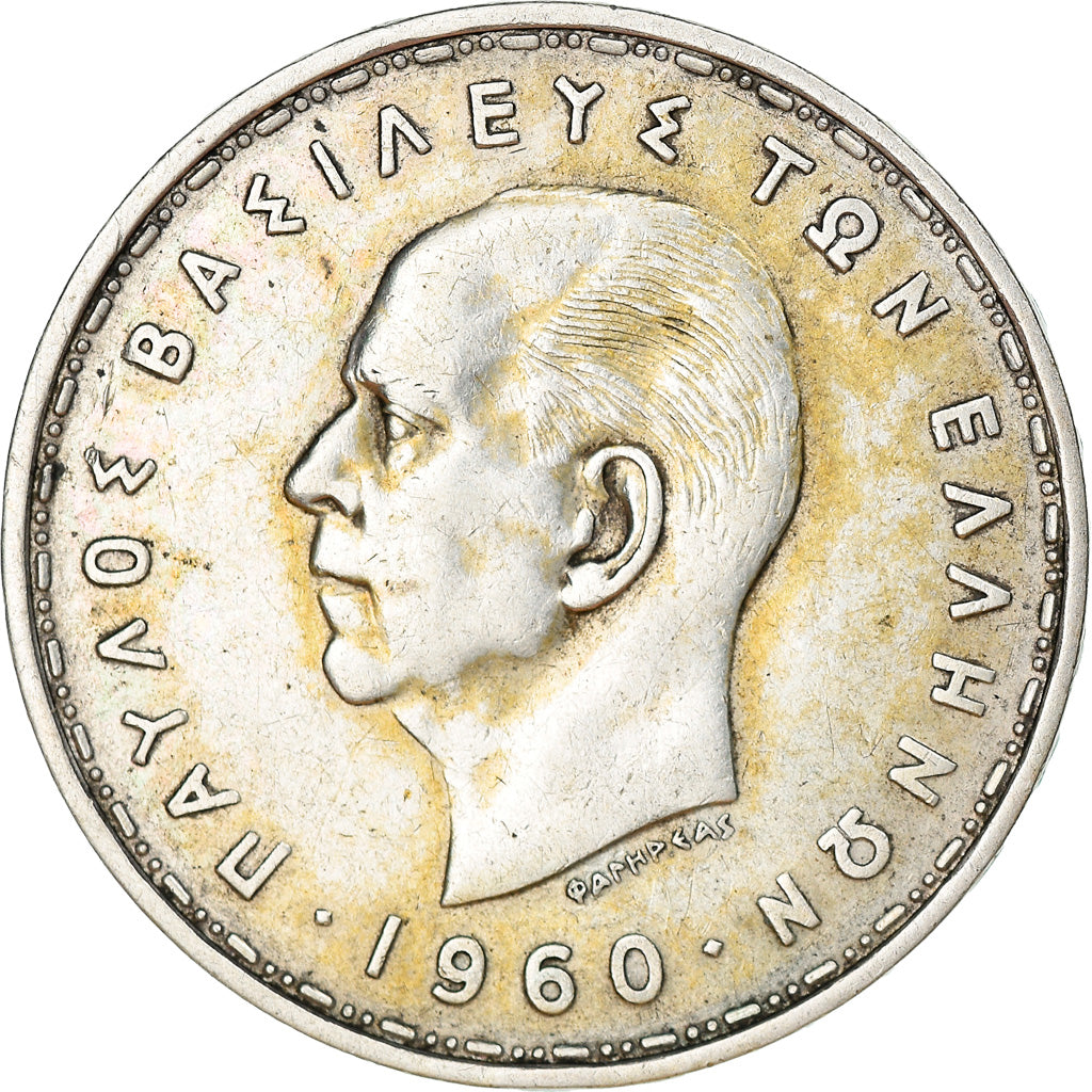 Coin, Greece, Paul I, 20 Drachmai, 1960, EF(40-45), Silver, KM:85