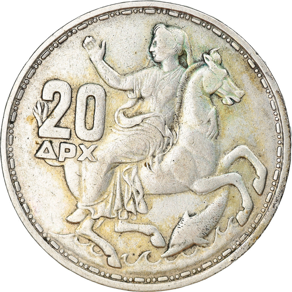 Coin, Greece, Paul I, 20 Drachmai, 1960, EF(40-45), Silver, KM:85