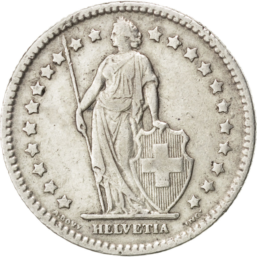 SWITZERLAND, Franc, 1912, Bern, KM #24, EF(40-45), Silver, 23.2, 4.97