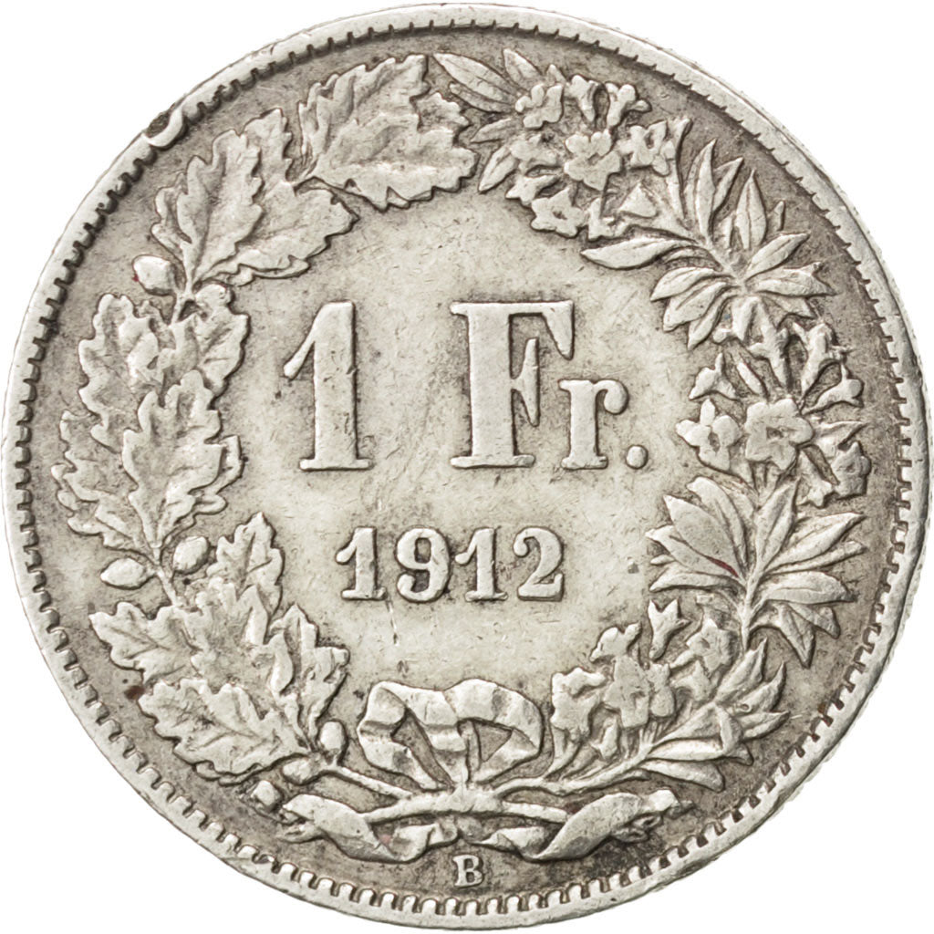 SWITZERLAND, Franc, 1912, Bern, KM #24, EF(40-45), Silver, 23.2, 4.97