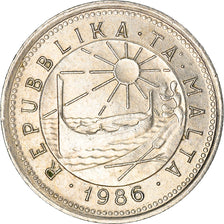 Moeda, Malta, 2 Cents, 1986, British Royal Mint, EF(40-45), Cobre-níquel, KM:79