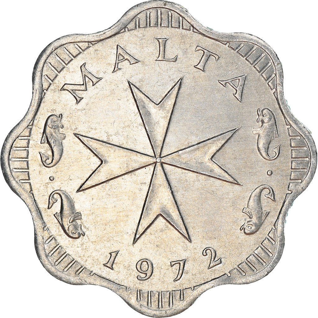 Coin, Malta, 2 Mils, 1972, British Royal Mint, EF(40-45), Aluminum, KM:5